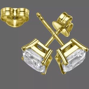 2.0 ct Diamond Simulated Princess 14K Gold Stud